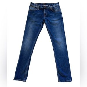 Nudie Jeans Long John Mens 31x32 Organic Blue Denim Jeans - Television Blue